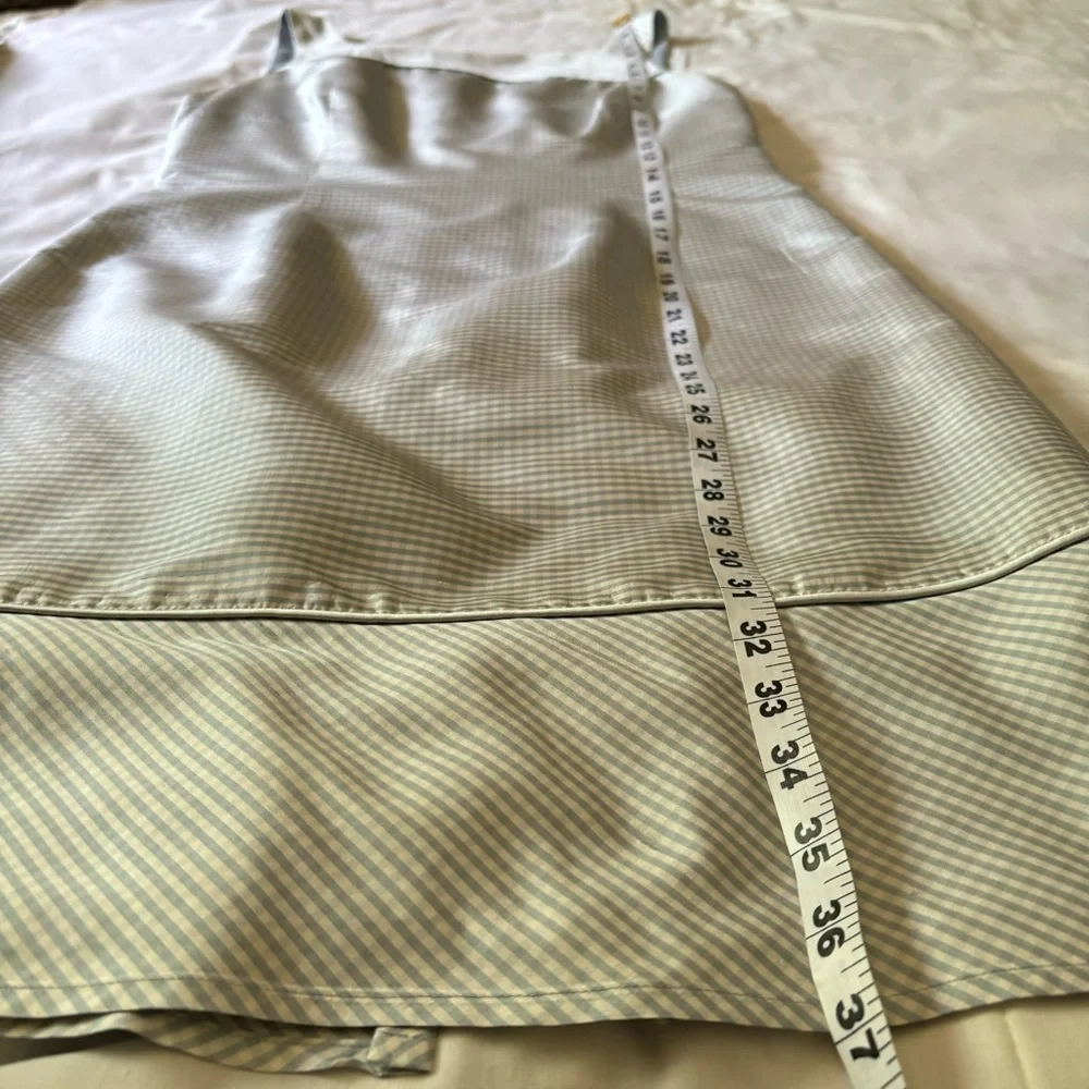Talbots Silk Baby blue Gingham Sleeveless Shift fully lined mini Dress Sz 6 - Picture 11 of 12